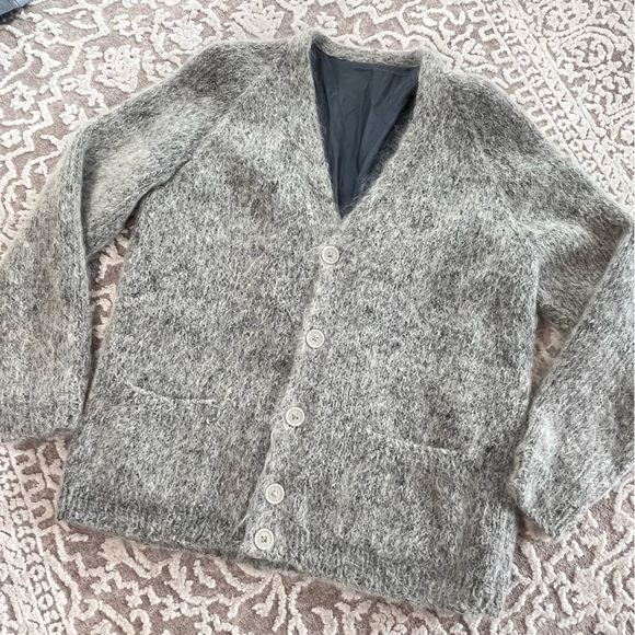 Artisan Hand-Knit Wool Mohair Grandpa Cardigan - Picture 6 of 13